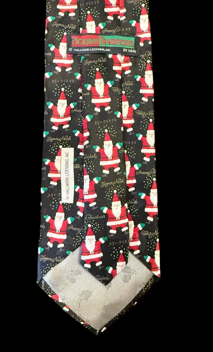 Holiday Traditions 100% Silk Necktie Santa Claus Merry Christmas